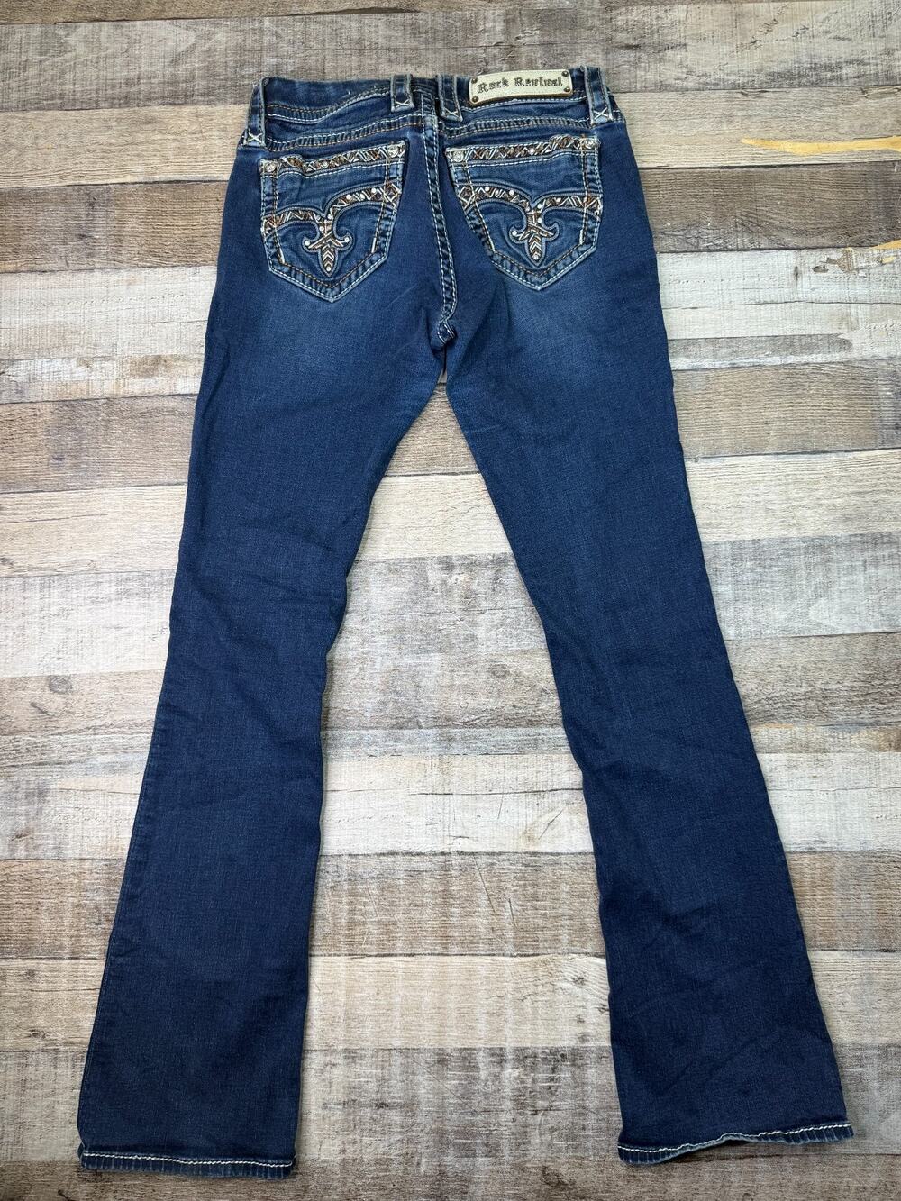 Rock Revival Jeans Womens 25 Jazlyn Boot Embroidered Rhinestones Low Rise Y2K